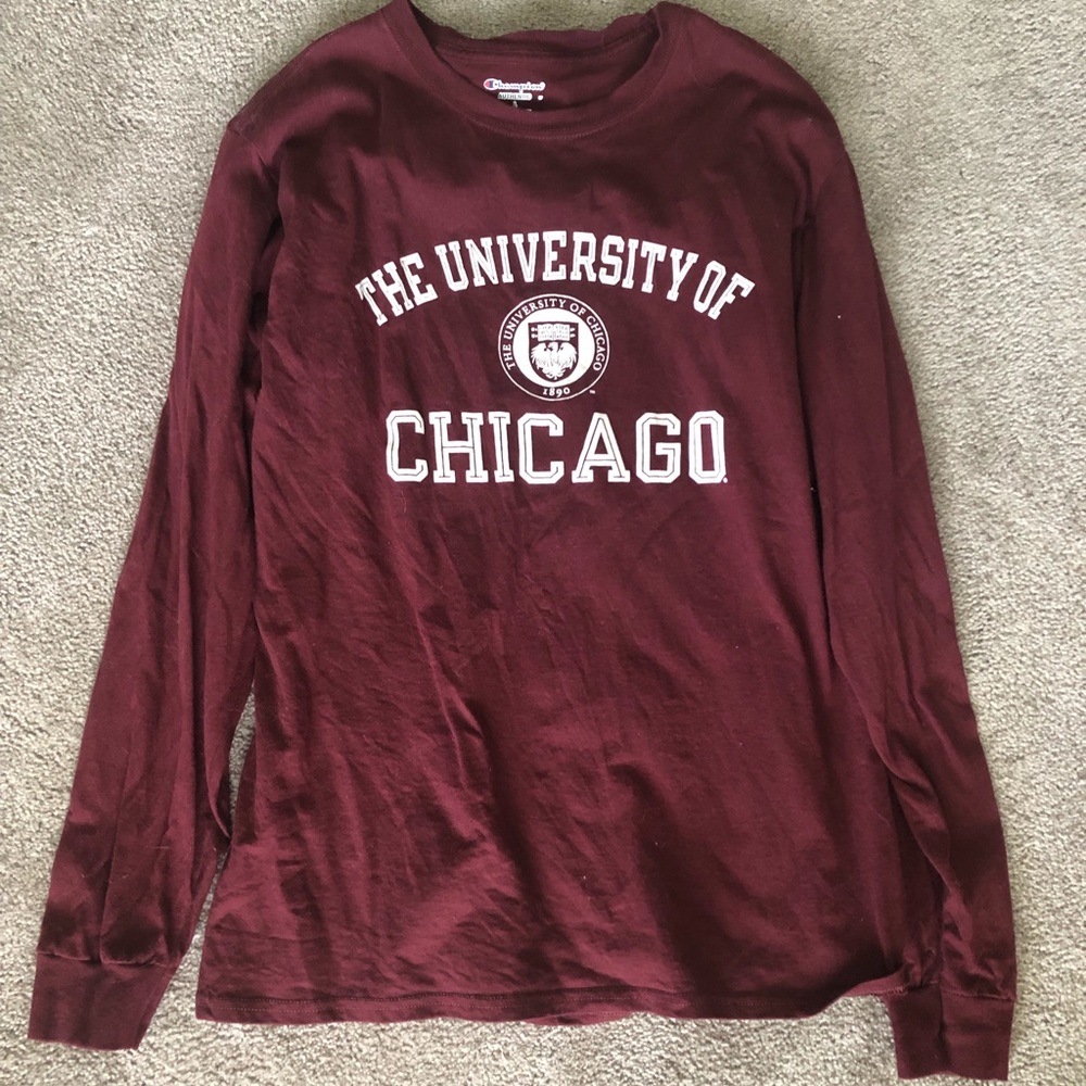 Burgundy University of Chicago Long Sleeve Tee